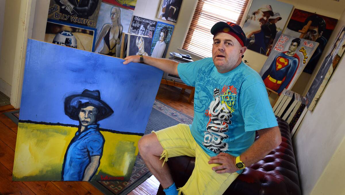 ARTISTIC SIDE: Tamworth man Bill Wakeford with his Archibald Prize entry. Photo: Barry Smith 180213BSD04