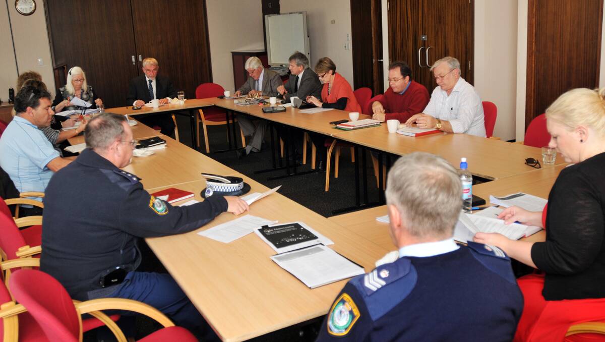 LEFT – TACKLING CRIME: Members of the local Crime Prevention Committee, including councillors, police, the Tamworth Liqour Accord and health  representatives, at yesterday’s meeting. 050713GGB02