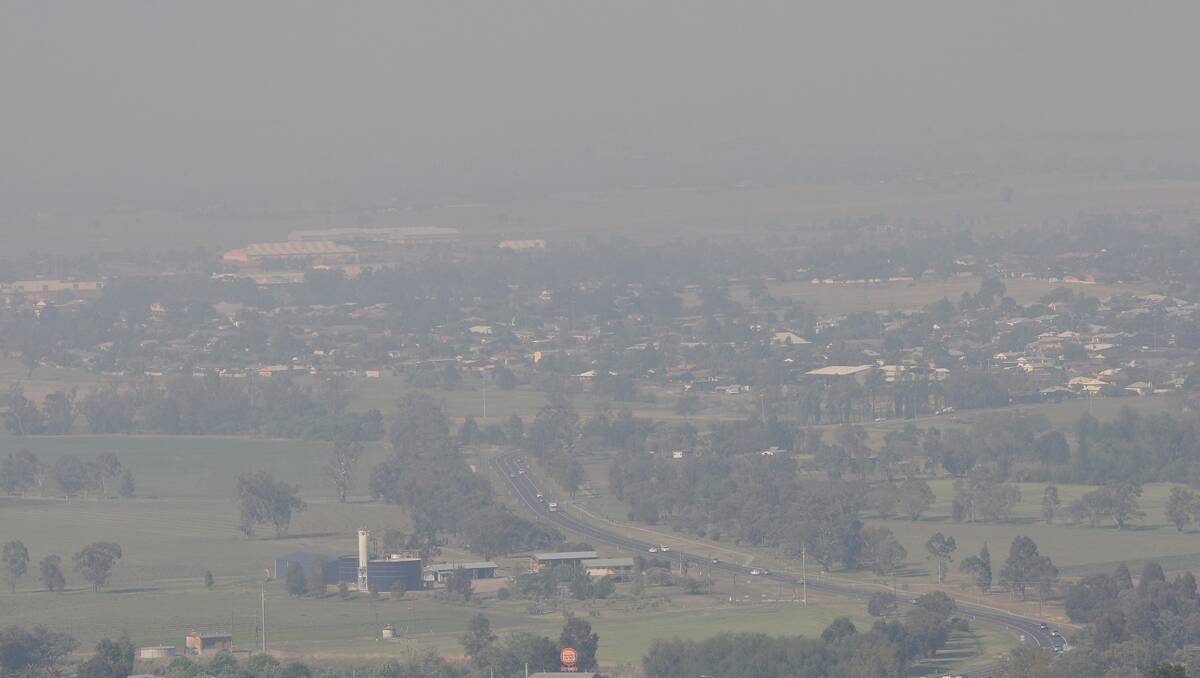 HAZY: The smoke shroud was a result of fires burning near Armidale and at the Barrington Tops. Photo: Geoff O’Neill 181012GOA02