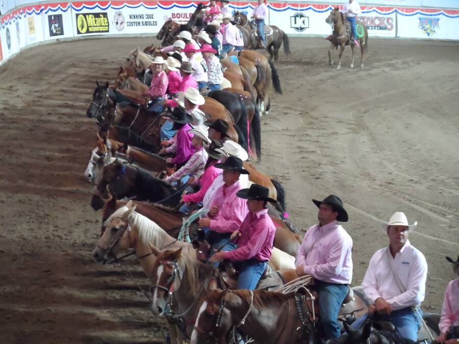 Rodeo riders aren't afraid to go pink for charity. Photo: Jane Lally