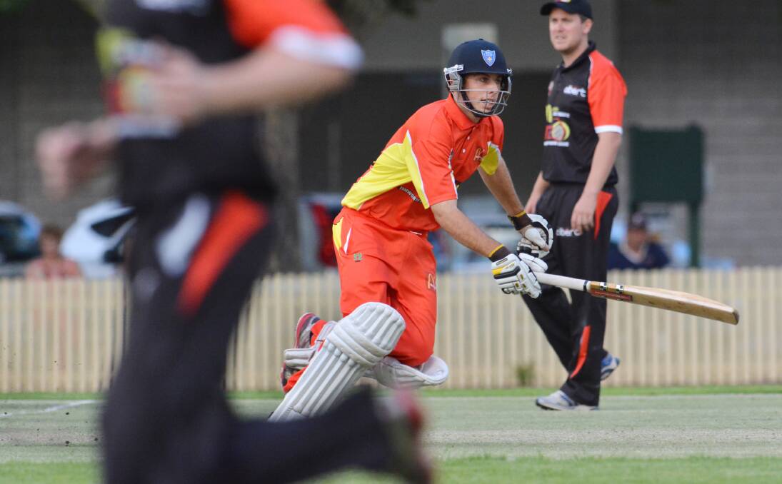 James Psarakis takes a sharp single for McDonald’s in their Tamworth T20 Final win over The Albert. He’s in Adelaide today playing the second day of the final game of the Australian Under 17 Championship against two former club-mates. Photo: Barry Smith 100114BSH11