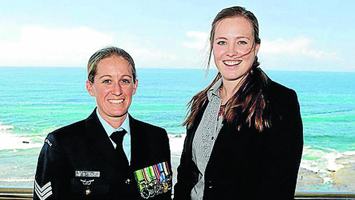 FORCE FOR THE FUTURE: Sgt Reynolds, left, from ADF Recruiting with former Calrossy student Nicola Jones, right. Photo: Australian Defence