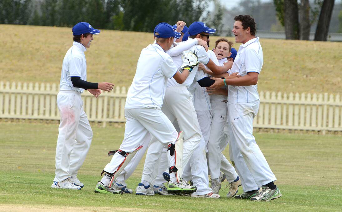 Lismore celebrates after Will Parsons had taken the final wicket in yesterday’s WTS Final against Hastings Valley.  Photo: pixonline.com.au
