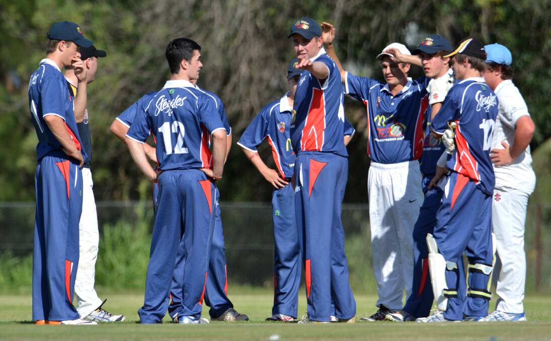 Ben Middlebrook (pointing) plays his T20 and grade cricket in Tamworth with Steggles and Old Boys but could be part of Gunnedah’s Northern Inland T20 assault in Armidale on the January long weekend.  Photo: Barry Smith  131213BSG13