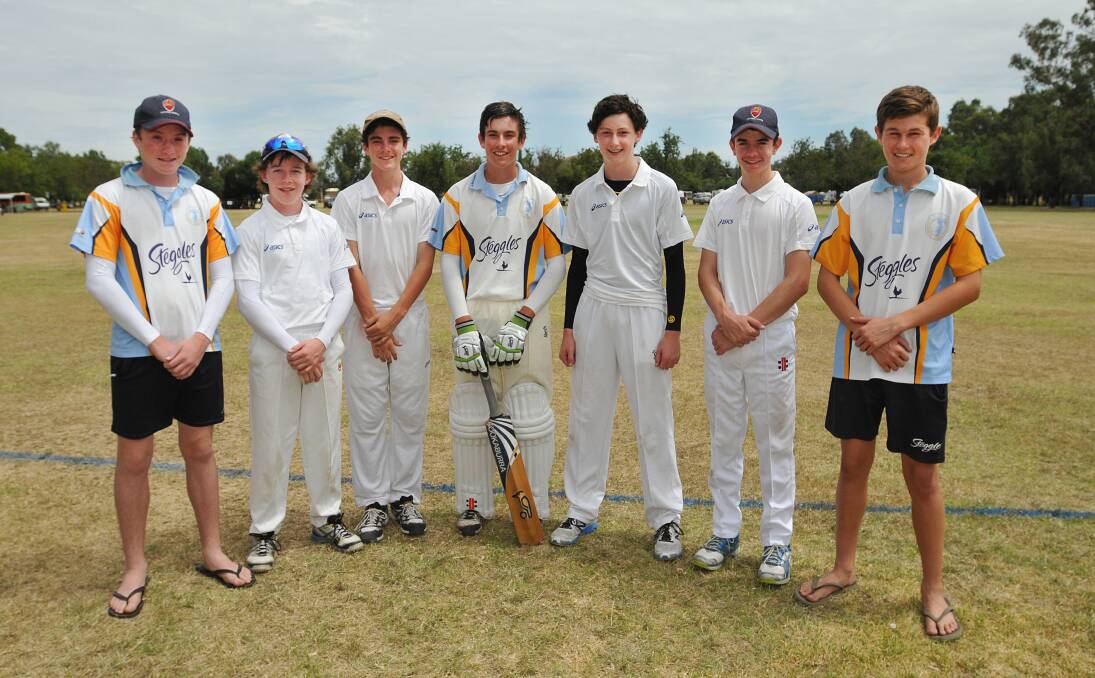 Seven of CNZ’s Kookaburra Cup hopefuls (from left) Tyson Rennie, Coby Cornish, Paddy Montgomery, Jye Paterson, Nick Willoughby, JaidenTasker and  Toby Whale.  Photo: Geoff O’Neill 100114GOC01