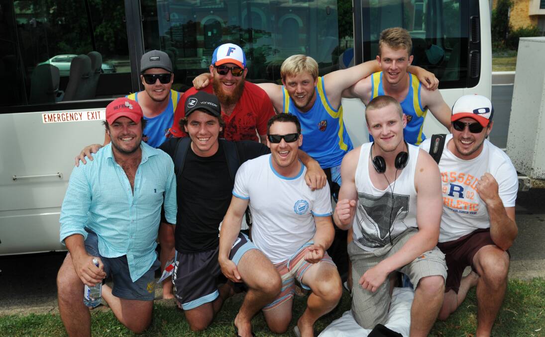 Part of Tamworth's SCG Country Cup winning semi final side after arriving back in Tamworth.  Back from left: Nick Pearson, Simon Norvill, Mitch Holt, Jack McVey (front from left) Tom Groth, Matt Everett, Adam Jones, Cal Rowe, Michael Rixon. Photo Geoff O'Neill 301213GOE01