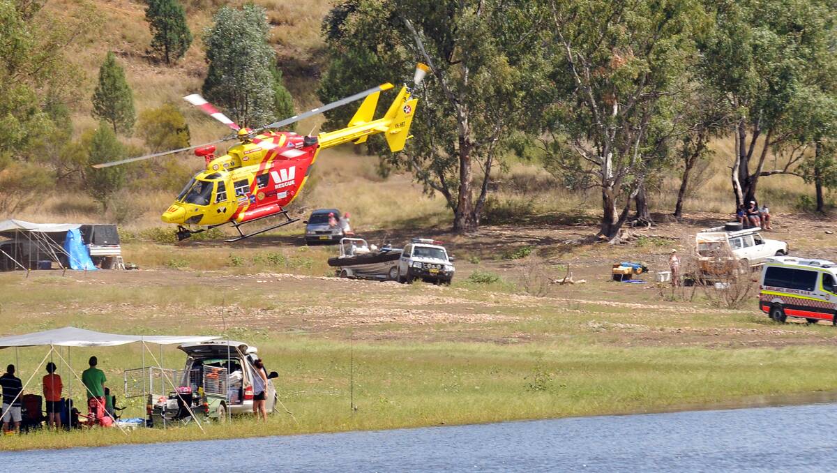 FOUR people have been injured, one seriously, in a Good Friday boating accident at Lake Keepit. Photo: Geoff O'Neill