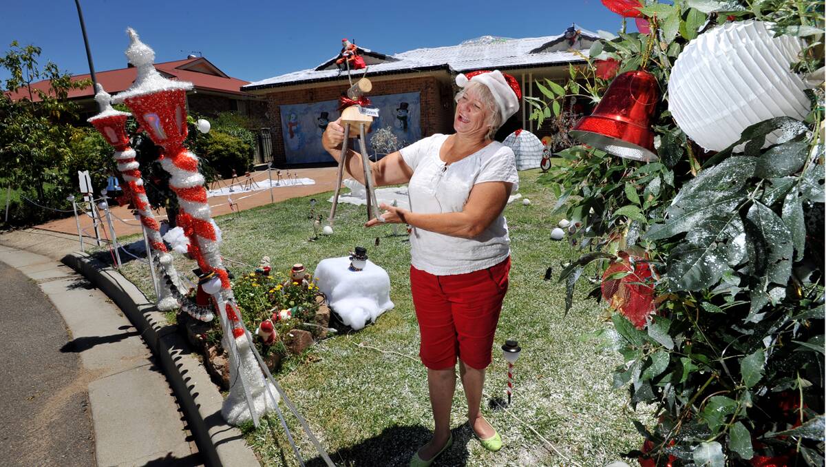 Lady Christmas: Heather Zell has spent hours to get her South Tamworth home at Banjo Circuit up to scratch for Christmas lights lovers this festive season. Photo: Barry Smith