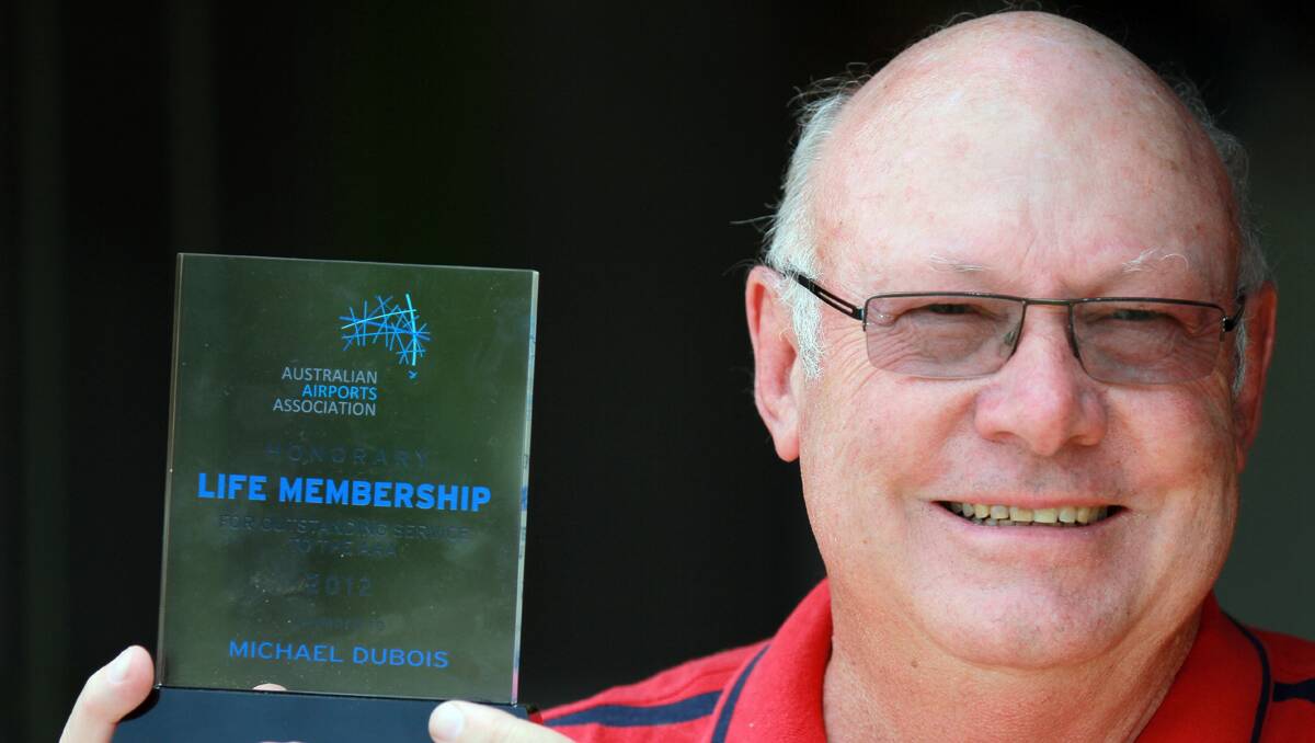 LIFETIME HONOUR: Former Tamworth Regional Airport manager Michael Dubois has been awarded a rare Life Membership of the Australian Airports Association. Photo: Robert Chappel 211112RCE06