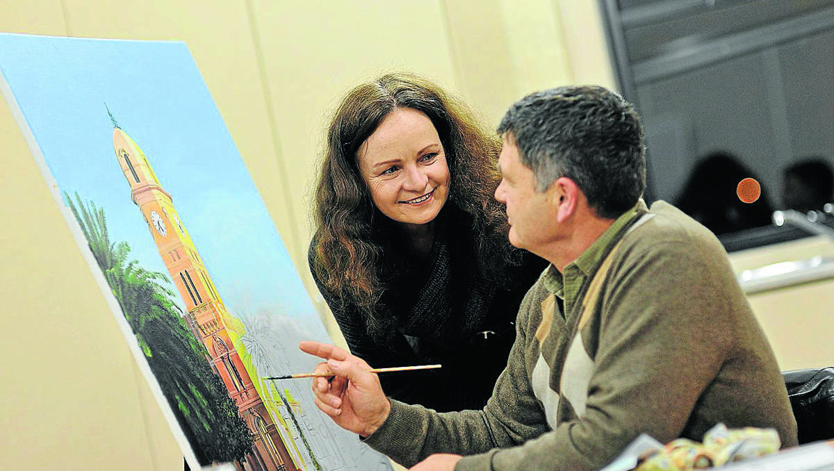 CREATIVE LEARNING: Tamworth Community College's draw and paint tutor, Maria Henry with student Blagoj  Ristevski.