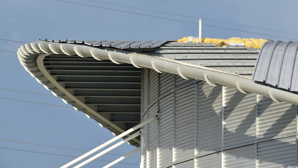 Damage was reported to the roof of AELEC where winds ripped off part of the steel roof. Photo: Barry Smith