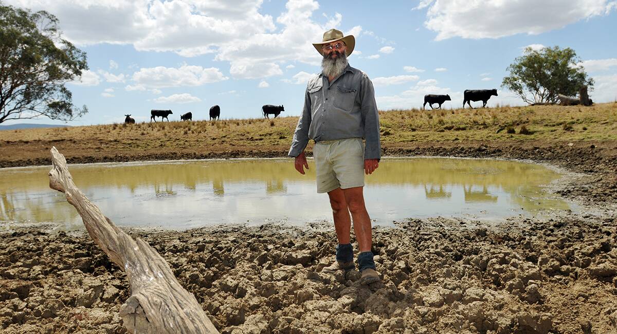 WATER CRISIS: Winton cattle farmer Phil Pearson, whose dams are running dry, says the situation in the region is critical.  Photo: Geoff O’Neill 070114GOC01