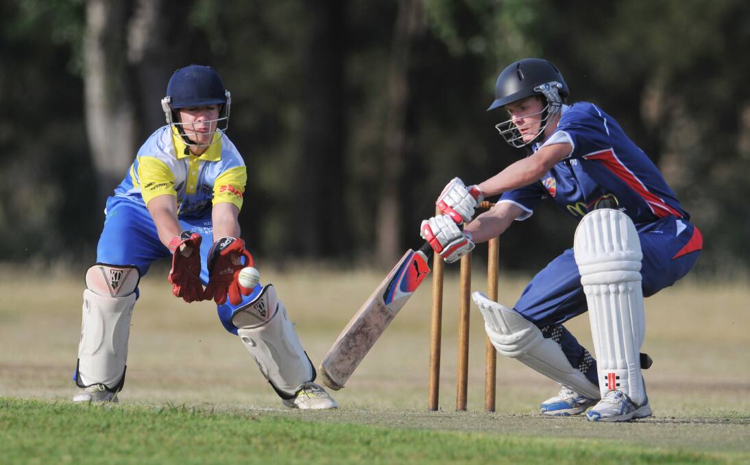 Matt Hughes plays a square drive in a T20 game in Tamworth last year. He was in good form with bat and wicketkeeping gloves yesterday for CNZ in a dramatic and controversial first round Bradman Cup match. Photo: Barry Smith 011113BSG13