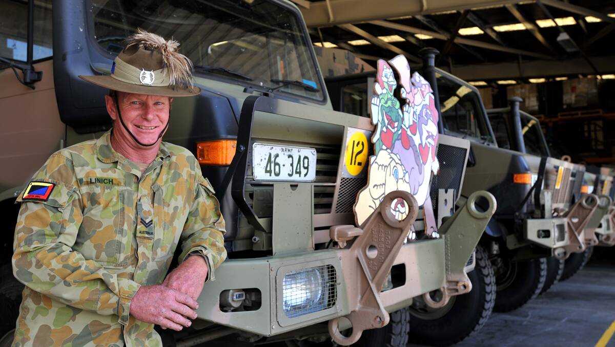 QUIET SEASON: Corporal Chris Linich at the Tamworth depot of the 12th/16th Hunter River Lancers who will be home alone for  Christmas. Photo: Barry Smith 211212BSD01