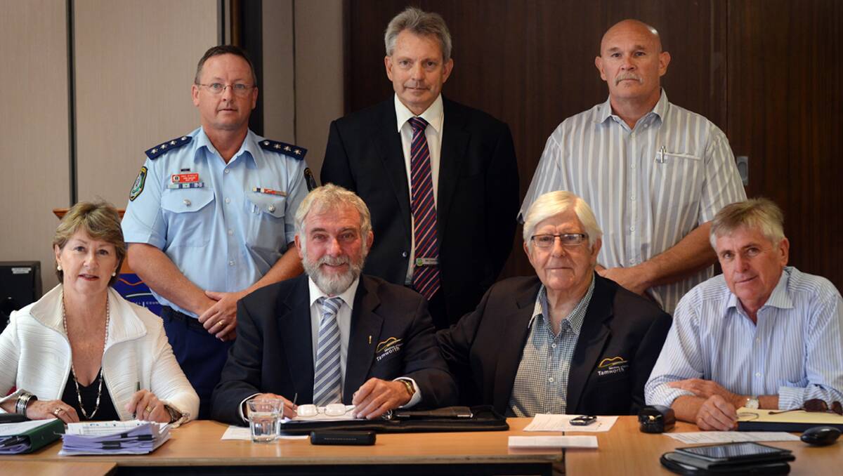 IDEAS: Working group members, from left, Juanita Wilson, Oxley Local Area Command crime manager Phil O’Reilly, group chairman Russell Webb, Bill Campbell, Warren Woodley, Mark Hamlin and Phil Betts. Photo: Barry Smith 150213BSC03