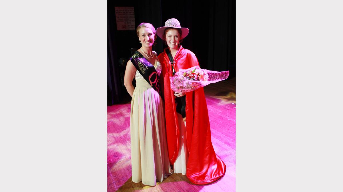 Past and present: 2012 Queen Dimity Chaseling congratulates the 2013 Queen Sophie Dewhurst. Photo: Gareth Gardner
