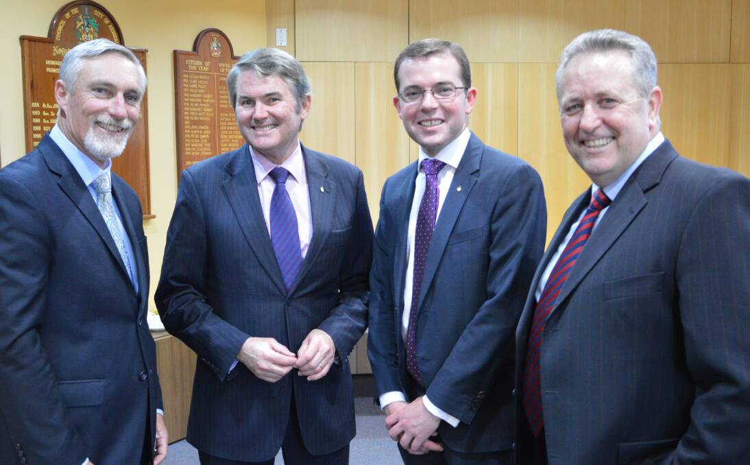 ARMIDALE MEETING: From left, Inverell mayor Paul Harmon, Local Government Minister Don Page, Northern Tablelands MP Adam Marshall and Inverell general manager Paul Henry at the round-table conference this week.