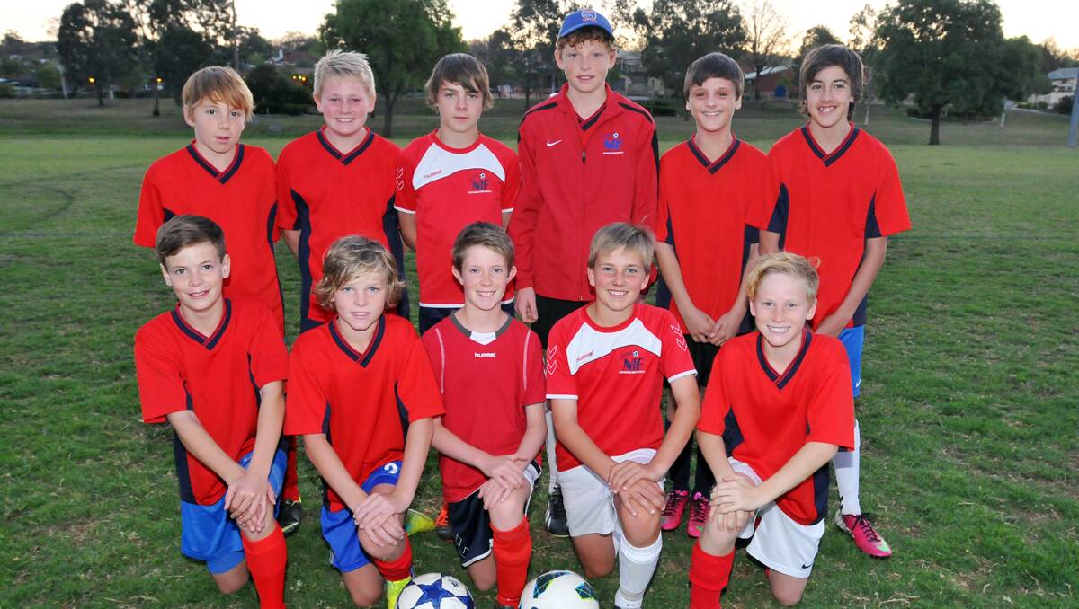 Some of the  NIF Under 12s and 13s involved in Sunday’s curtainraiser and next week’s National Youth Championships in Coffs Harbour (back from left) Zach Taylor, Toby Maslen, Will Menz, Jack Diebold, Harrison Pollock, Travis Gaddes (front from left) Liam Wood, Lachlan Wilson, Vincent Marshall, Ben Gamlin, Harry Taylor.  Photo: Geoff O’Neill 250913GOD01
