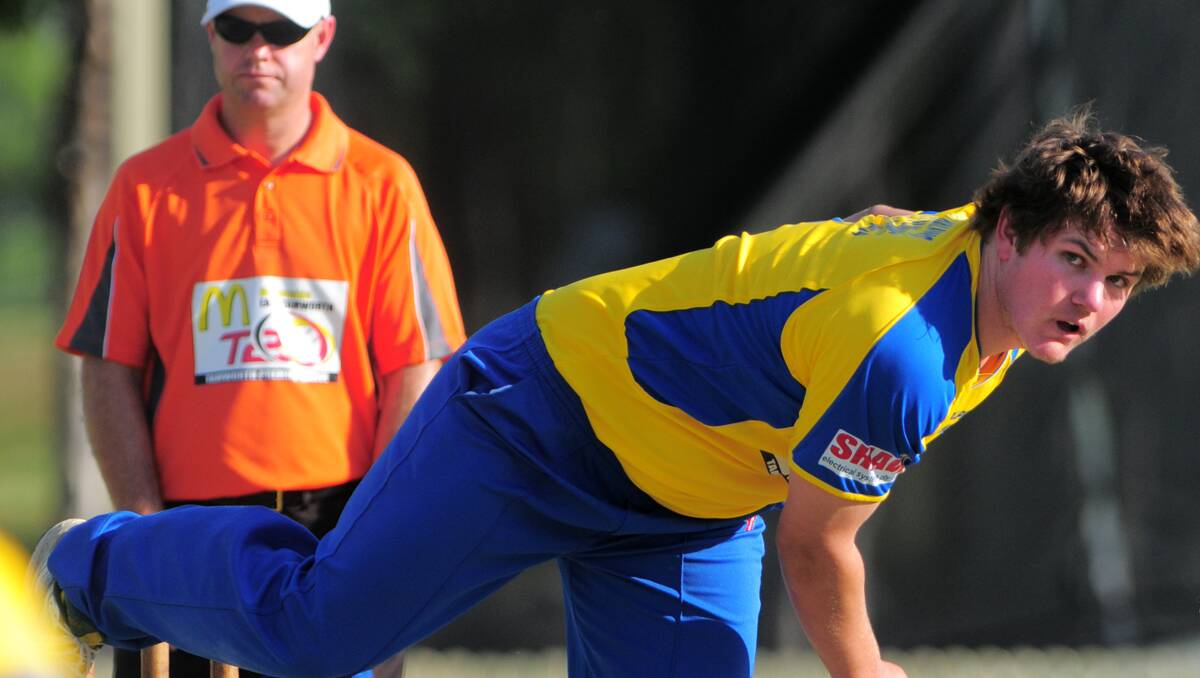 Joey Holt took three wickets to help Halpin's Plumbing beat McDonald's and claim third place in the Tamworth Premier League last night. Photo: Barry Smith 141212BSE33