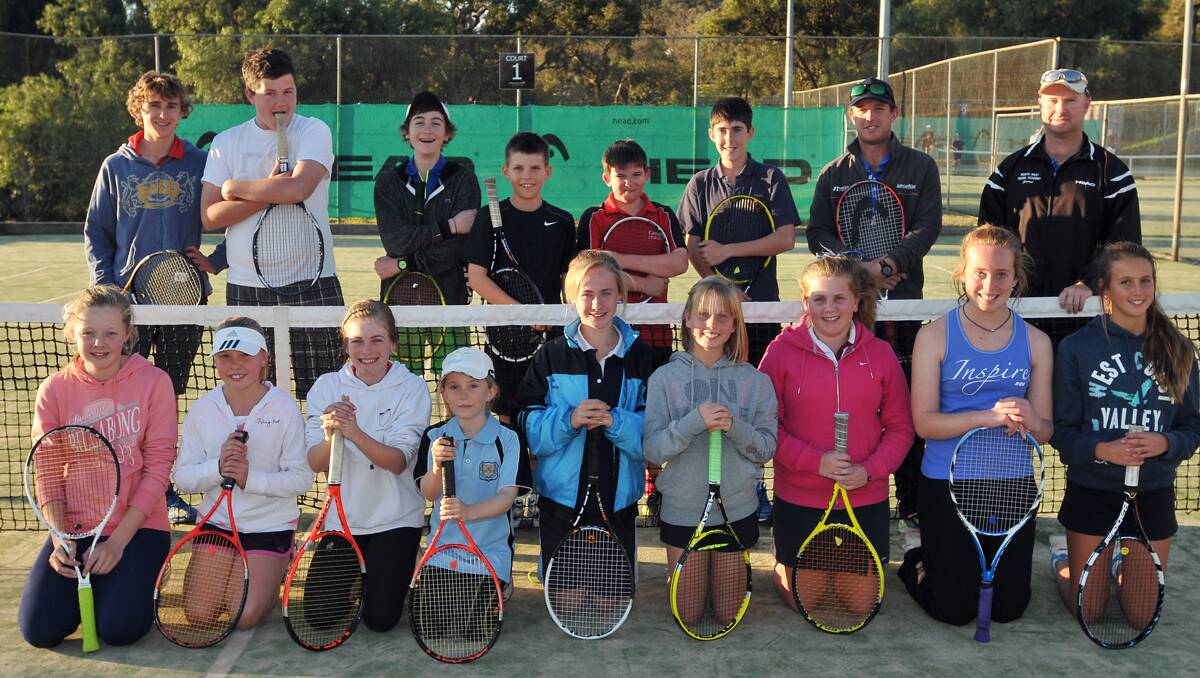 Tamworth will have a strong representation at this weekend’s Champions of Champions tournament in Inverell with  (back from left) Peter McDonagh, Angus Dixon, Jacob Mills, Jack Miller, Callum Saunders, Tom Fitzgerald, Daniel Nash, Jarrod Campbell, (front from left) Melanie Pearson, Ashleigh Hodgson, Laura Jeffery, Olivia Collison, Ella Heeney, Sophie Reid, Georgia Carrigan, Emily Reid, Darcie Martin and (absent) Abbey Small, Jane Ervine, Holly Slater and Zoe Martin all heading up there. Photo: Geoff O’Neill 130812GOG01