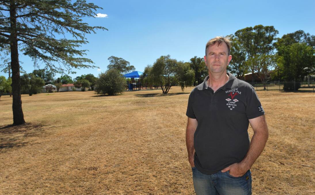 NEGLECTED: Cr Mark Rodda, pictured here in front of Hyman Park, would like Tamworth Regional Council to partner with the community to revitalise many of its neighbourhood parks. Photo: Geoff O’Neill 140114GOD04