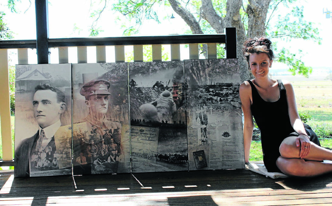 ART AS HISTORY: Inverell teen Sarah Dean with her HSC major artwork, which was brought to life by a combination of curiosity and luck. Photo: The Inverell Times