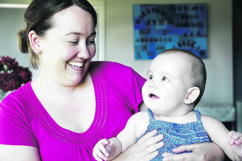 BABY LOVE: Michelle Altmann plays with her nine-month-old daughter Sophie, who was born eight weeks premature. Mrs Altmann will co-ordinate a new group in Tamworth for parents and carers of sick and premature babies.  Photo: Matt Bedford