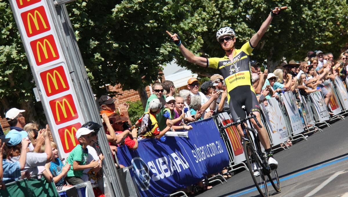 Jack Anderson wins the 53rd Grafton to Inverell Cycle Classic on Saturday.  Photo: Donna Sunderland