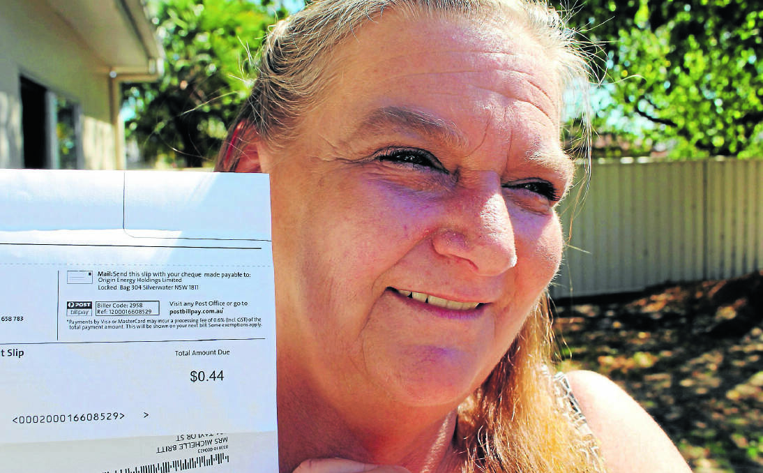 BILL SHOCK: Armidale woman Michelle Britt was stunned to discover a disconnection notice in the mail from Origin Energy after owing the electricity provider just 44 cents.