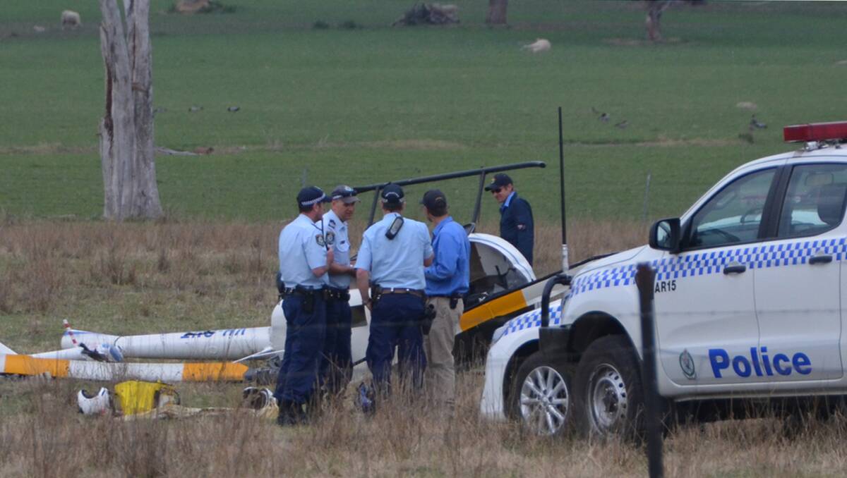 LUCKY LANDING: Two Fleet Helicopters crew escaped serious harm when they were forced to make an emergency landing near Armidale yesterday. Photo: The Armidale Express