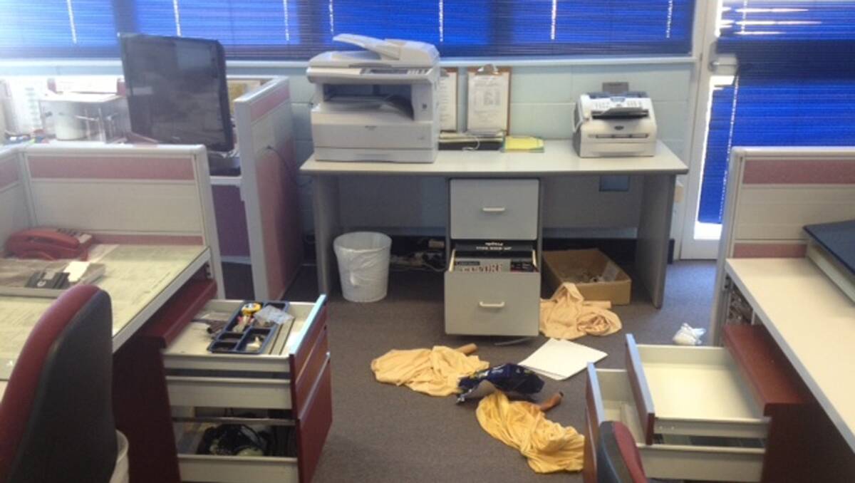 MESS: The Moree weather office at the weekend copped damage from thieves, who left files and office documents strewn in their wake.