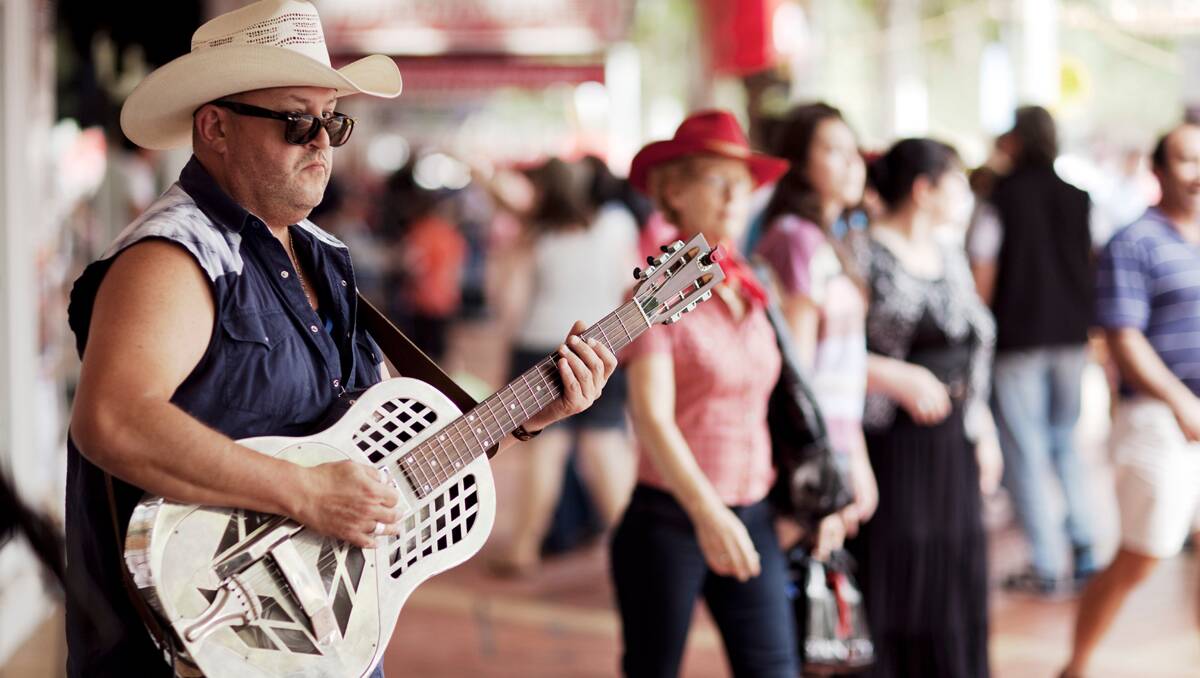Busking at the Tamworth Country Music Festival.