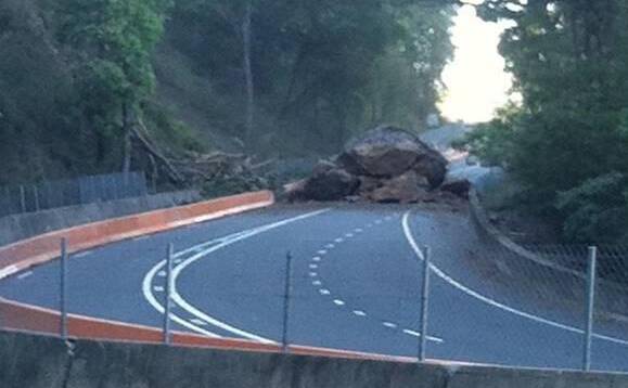 CLOSED: Boulders the size of vehicles have closed part of the Cunningham Highway. 