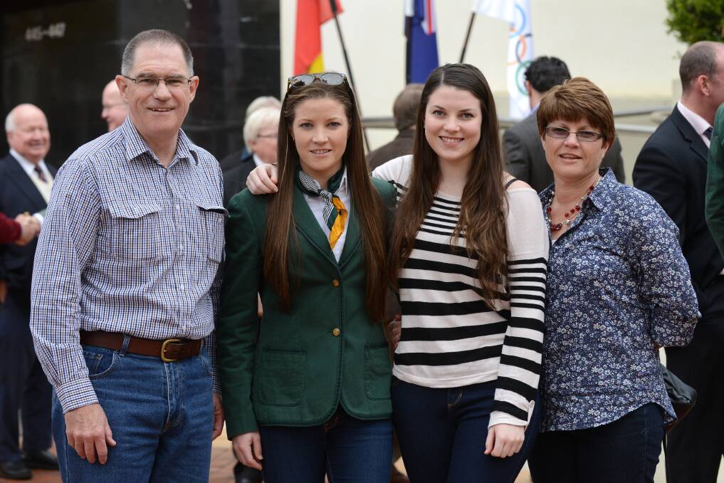 London Olympian Kate Jenner, second from left, with her sister Emily and parents Barry and Sue Jenner. 
