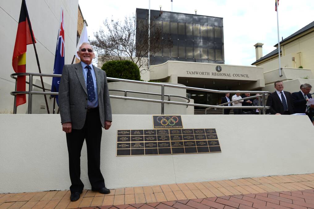 Tamworth Olympic Wall of Honour chair Ron Surtees with the plaques.