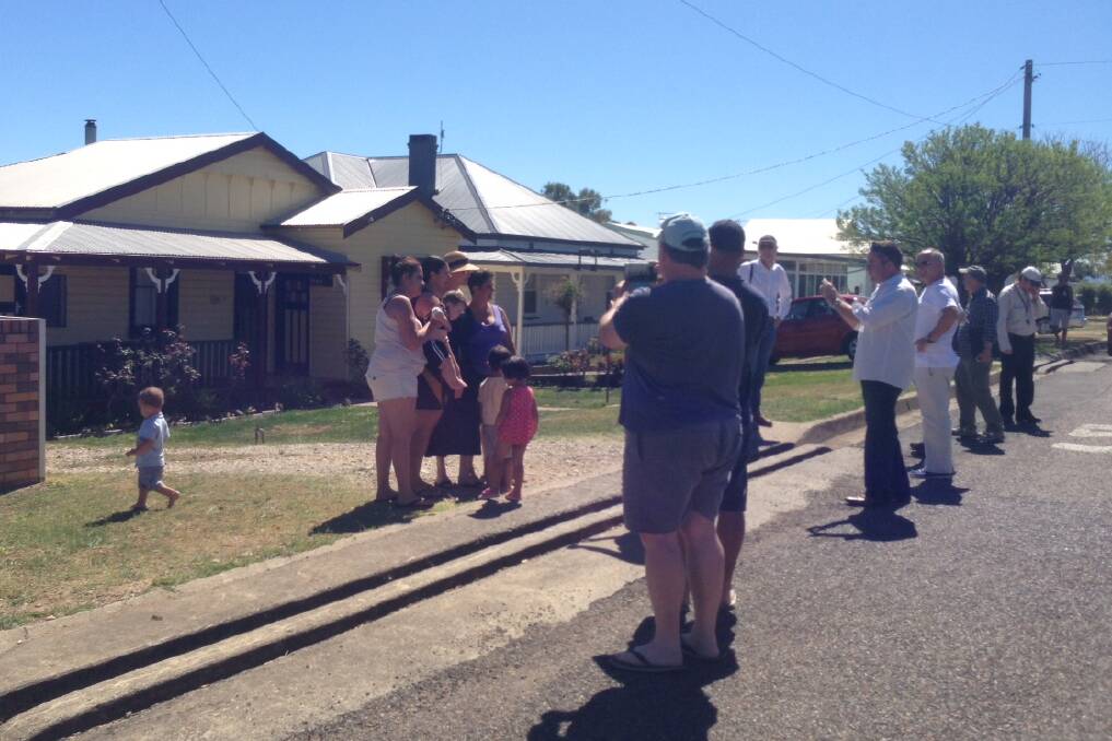 Hollywood superstar Angelina Jolie was only too happy to chat and pose with locals in Werris Creek. Pic: Haley Sheridan
