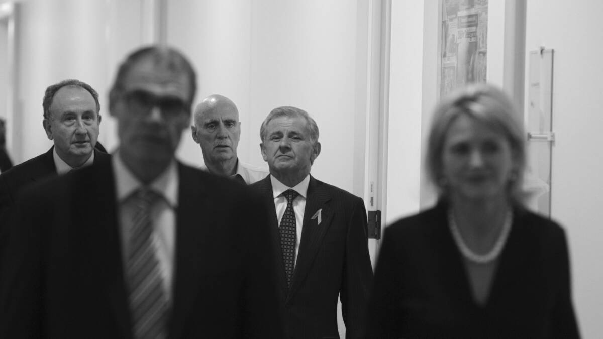 Simon Crean emerges from the leadership ballot at Parliament House in Canberra on Thursday 21 March 2013. Photo: Andrew Meares