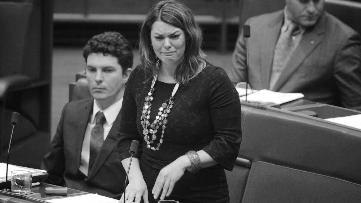 Greens Senator Sarah Hanson-Young during the Migration Legislation Amendment debate at Parliament House in Canberra on Thursday 28 June 2012. Photo: Alex Ellinghausen