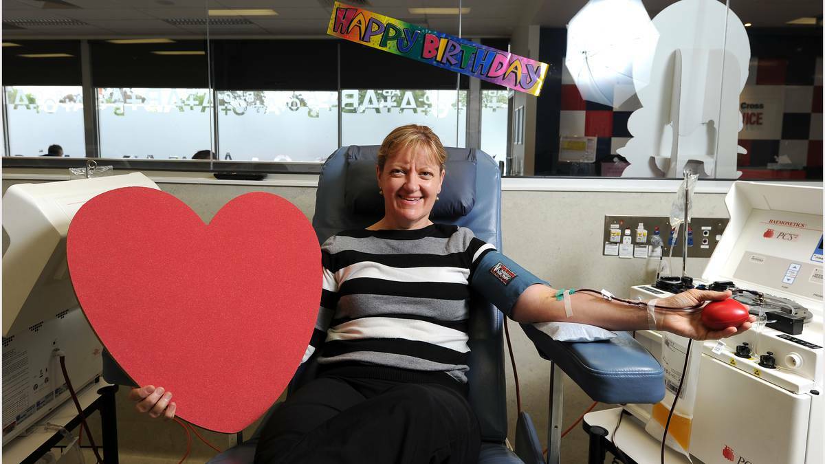 Leeanne Hardy got 50 friends to donate blood to celebrate her 50th birthday. Picture: Sophie Anstis