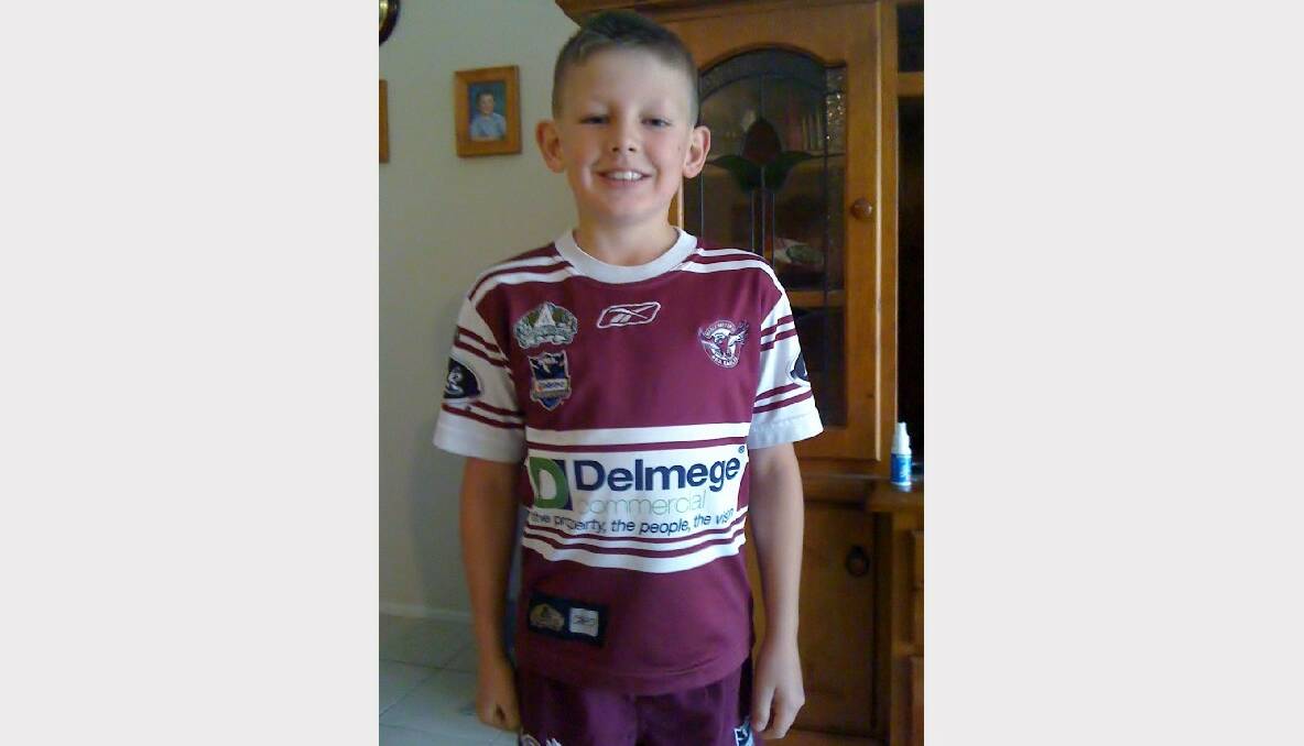 Riley Jarre is a Manly fan like his mum Catherine.