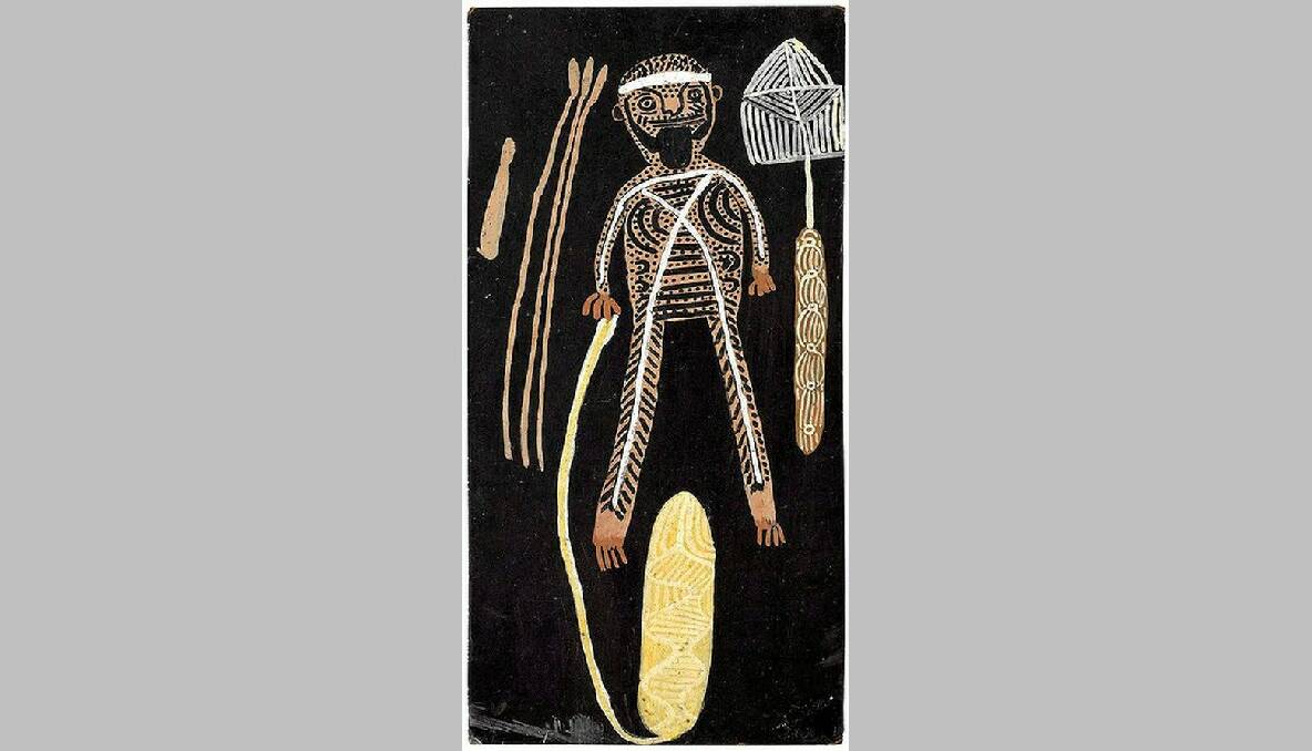 Mick Namarari Tjapaltjarri circa 1928-1998 CEREMONIAL MEDICINE STORY (1971) natural earth pigments and bondcrete on composition board 40 X 20CM ESTIMATE $35,000-55,000. Photo: Sotheby's