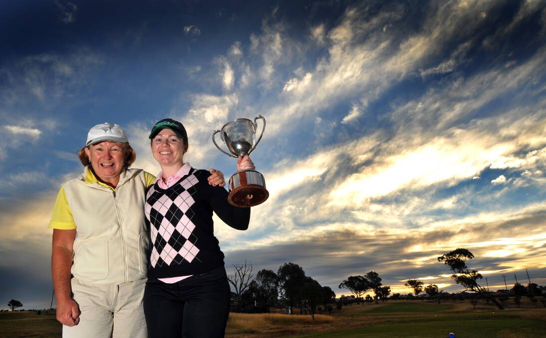 Ladies golf champions, Julie Nicholls and Xanthe Macklinshaw in June. Photo:Gareth Gardner. 050613GGB08
