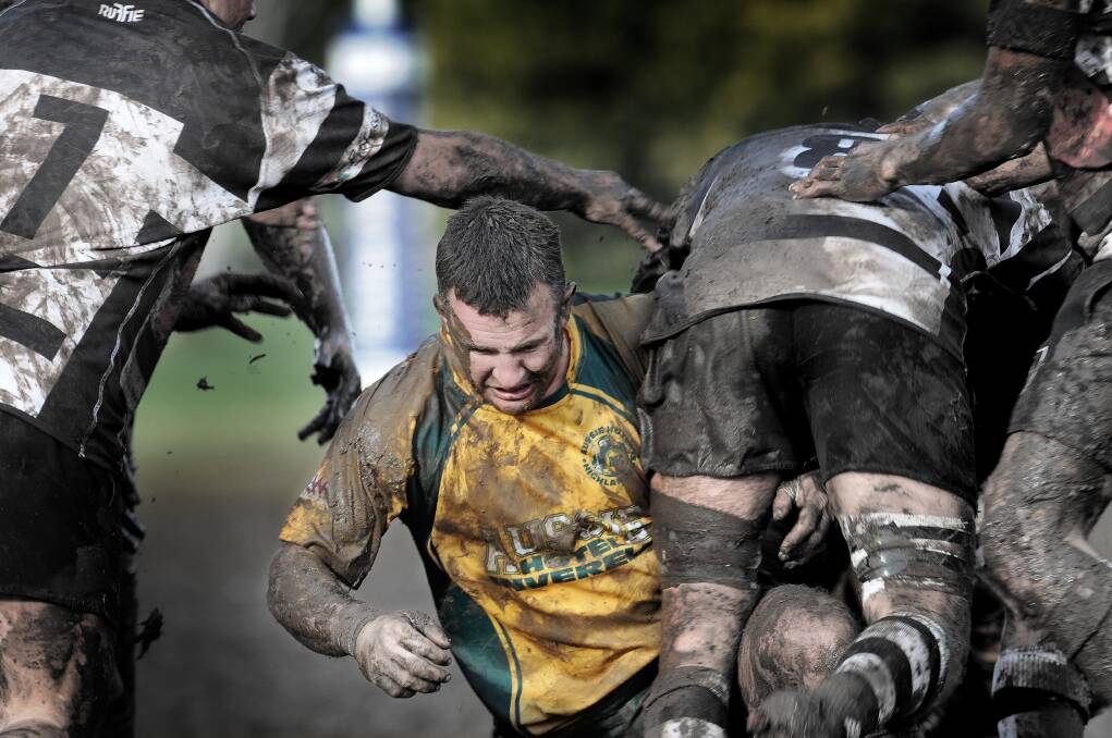 A muddy round of Rugby Union as Tamworth battle it out with Inverell in July. Photo:Gareth Gardner 200713GGG38