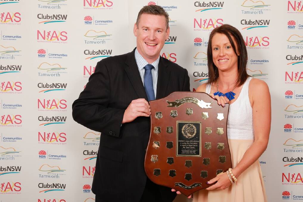 Coach of the Year - Kirstie Fuller (right) with Paul Doorn (NSW Dept Sport & Recreation). Kirstie was also presented with the Sarah Heagney Scholarship. This award is for any former NIAS athlete who has continued with the Academy in a managers or coaches role. Photos supplied by NIAS.