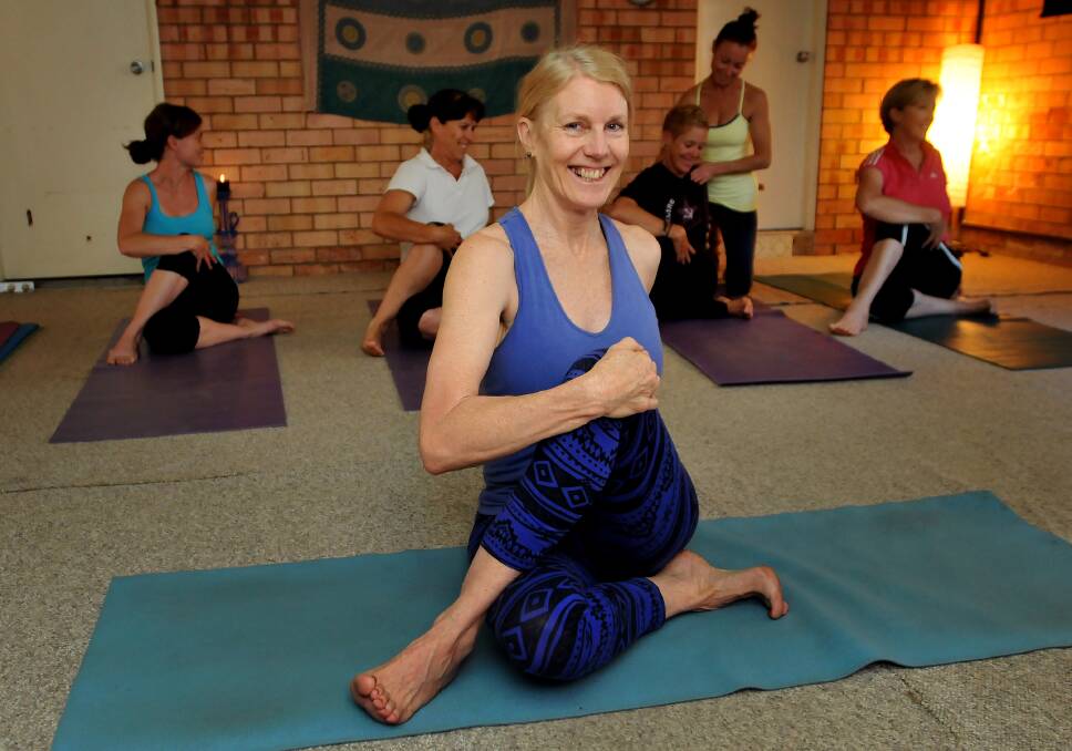 Julie Skerrett and her class ready for Yoga in February. Photo:Geoff O'Neill 070213GOA07