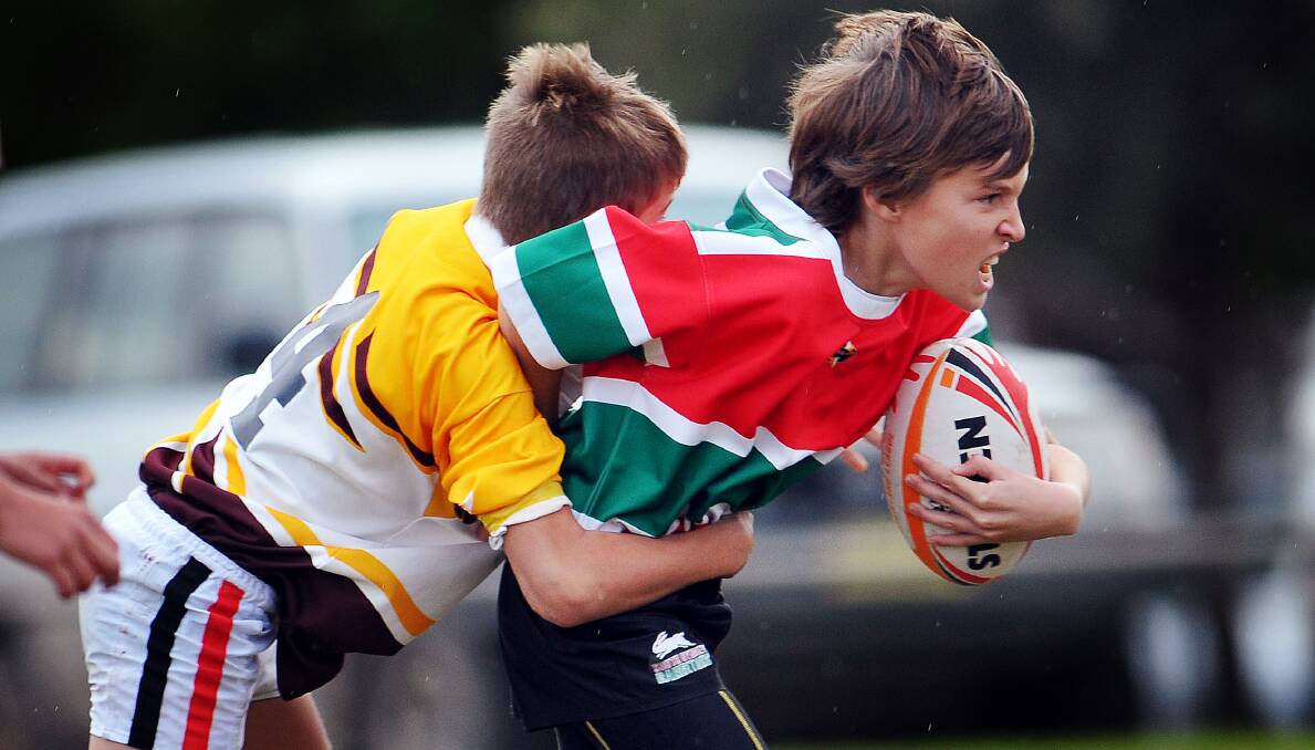 Warialda Public School and Hillvue Public School got into an intense Rugby match in June. Photo:Gareth Gardner 270613GGA31 