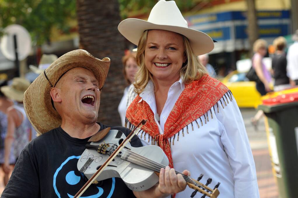 Pixie Jenkins and Lyndy Milan at the Tamworth Country Music Festival in January. Photo:Geoff O'Neill 250113GOA01