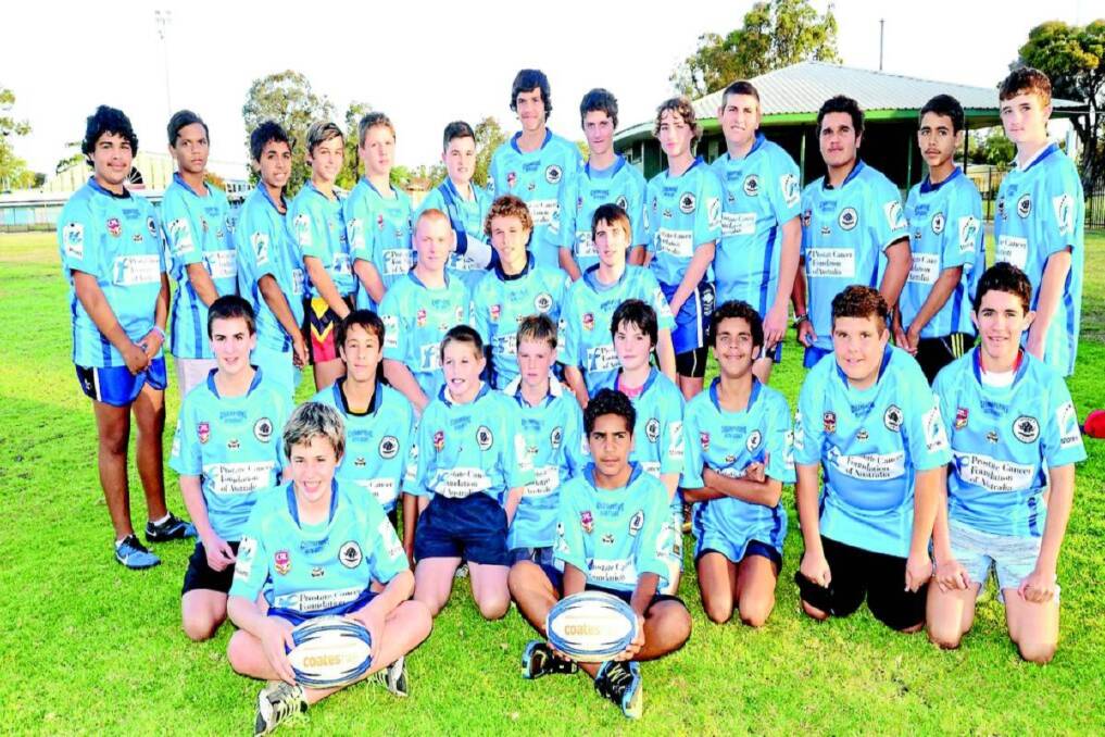  ABOVE: Banding together to fight prostate cancer, the Moree Junior Boars.  - The Moree Champion. 