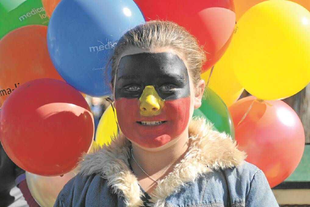 Marlie Thomas sporting the colours of NAIDOC Week at Wolseley Park on Sunday. Photo: Marie Hobson, Namoi Valley Independent. 