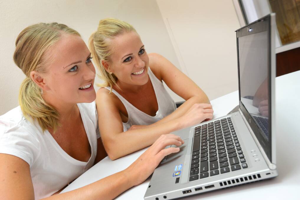 Sunny Cowgirls, Celeste and Sophie chat on Facebook to Leader readers. Photo:Barry Smith 220114BSF02
